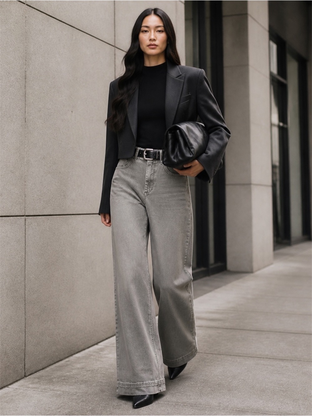 Maeve by Anthropologie Jada High-Waist Wide-Leg Grey Jeans Sz 29 EUC Regular Fit